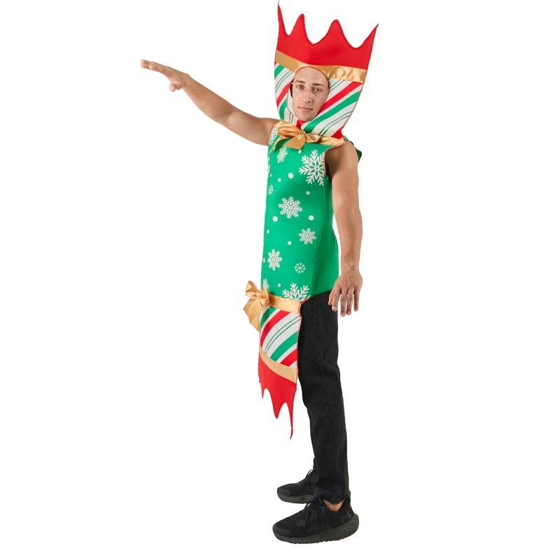 Adult Christmas Cracker Costume Men Funny Christmas Party Props Festival Theme Red and Green Gold Jumpsuits
