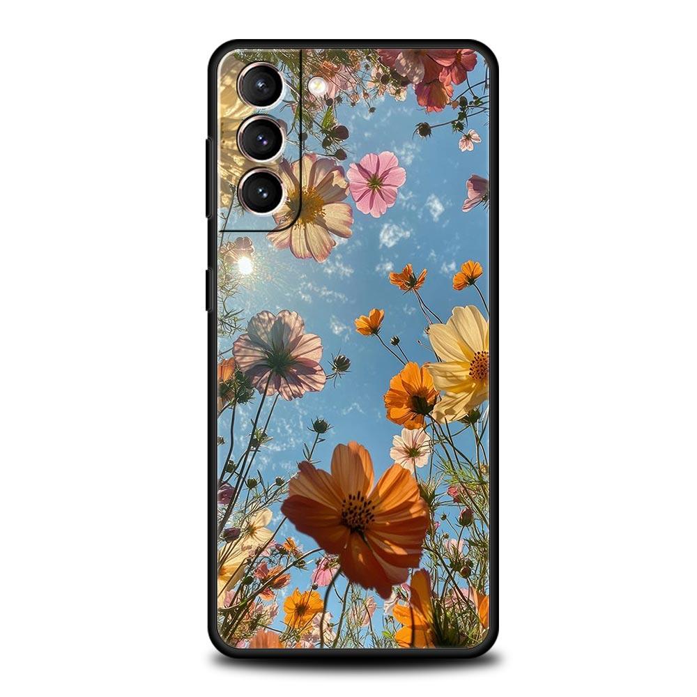 Phone Case For Samsung Galaxy S25 Edge S24 S23 S22 S21 Ultra S20 FE 5G S10 S10E S9 Plus Soft TPU Cover Summer Colorful Flower