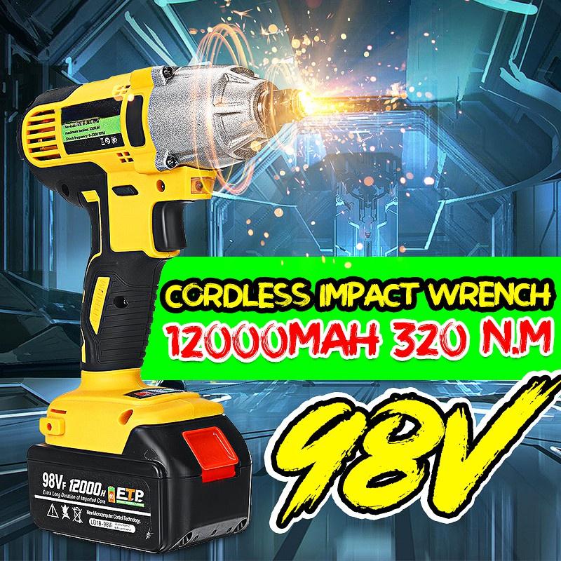 98VF 320NM 12000mAh 110-240V Cordless Electric Impact Wrench Drill Screwdriver