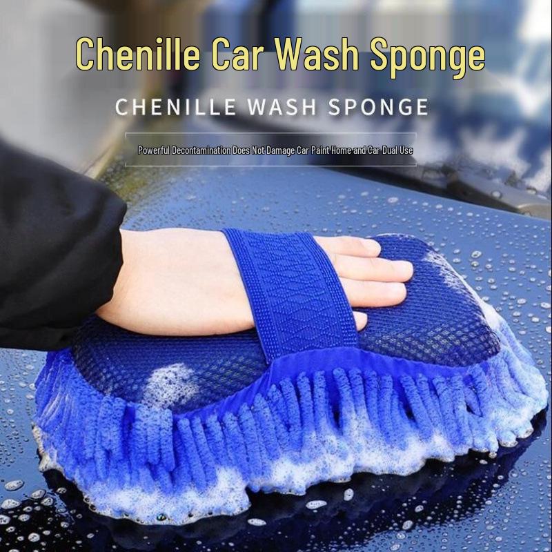 Chenille Coral Car Wash Sponge Gloves