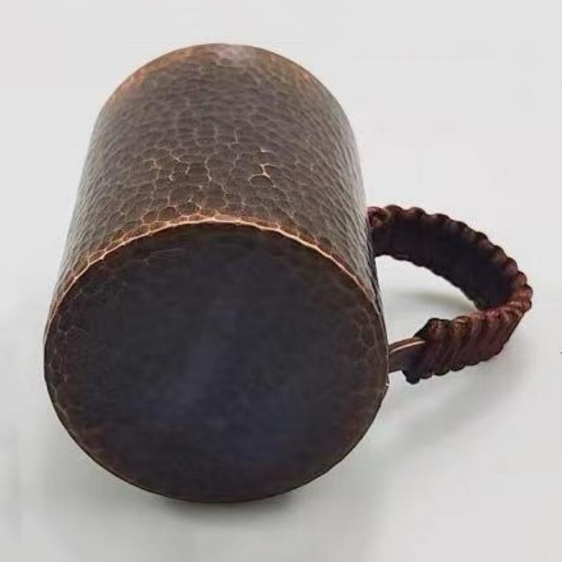 Vintage Reines Kupfer Kaffeebecher,Tasse Moscow Mule Becher Gravur Hammerstruktur Geflochtener Griff 450 ml Bierkrug,Teetasse Geschirr
