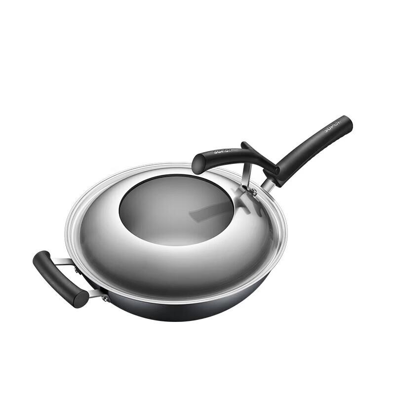 Supor 32cm Refined Iron Wok with Standing Lid