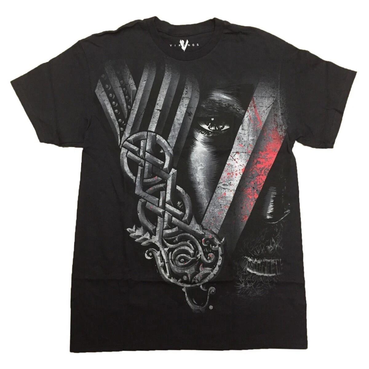 Vikings TV Show Leader With Symbol Adult Black T-Shirt XXL
