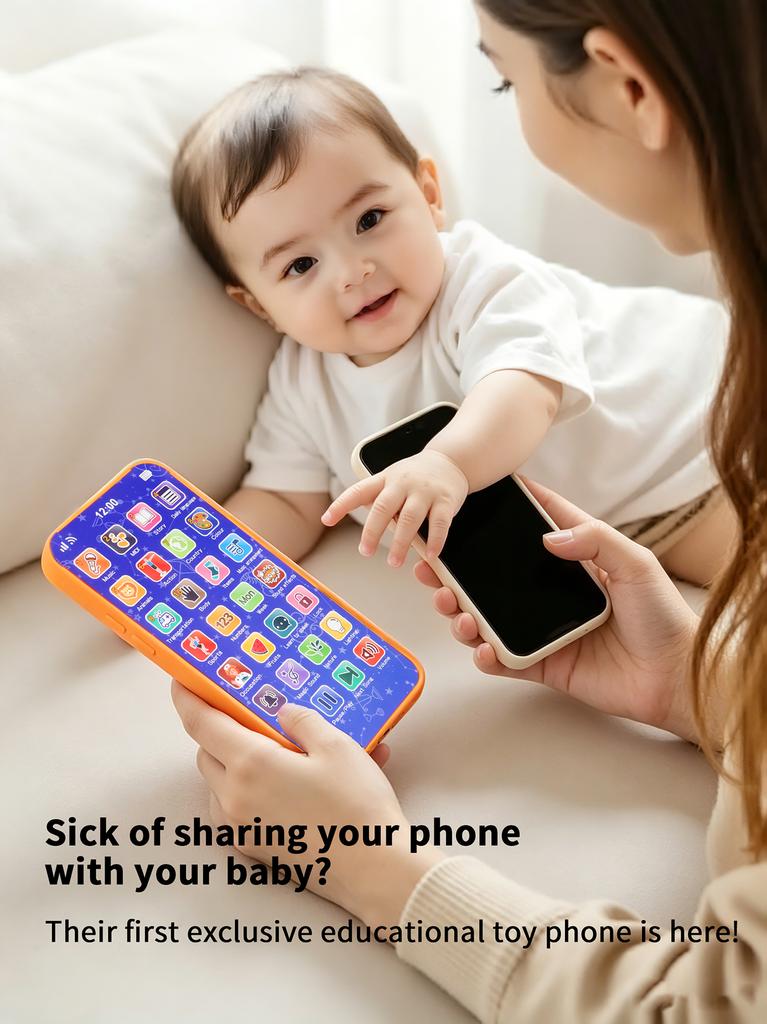 Children's Smart Realistic Toy Smartphone Educational Early Learning Device for Babies, Holiday Gift for Boys and Girls