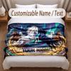 Horse Theme Soft Blanket Personalized Custom Name Text Print Warm Blanket Home Sofa Bedroom Decor