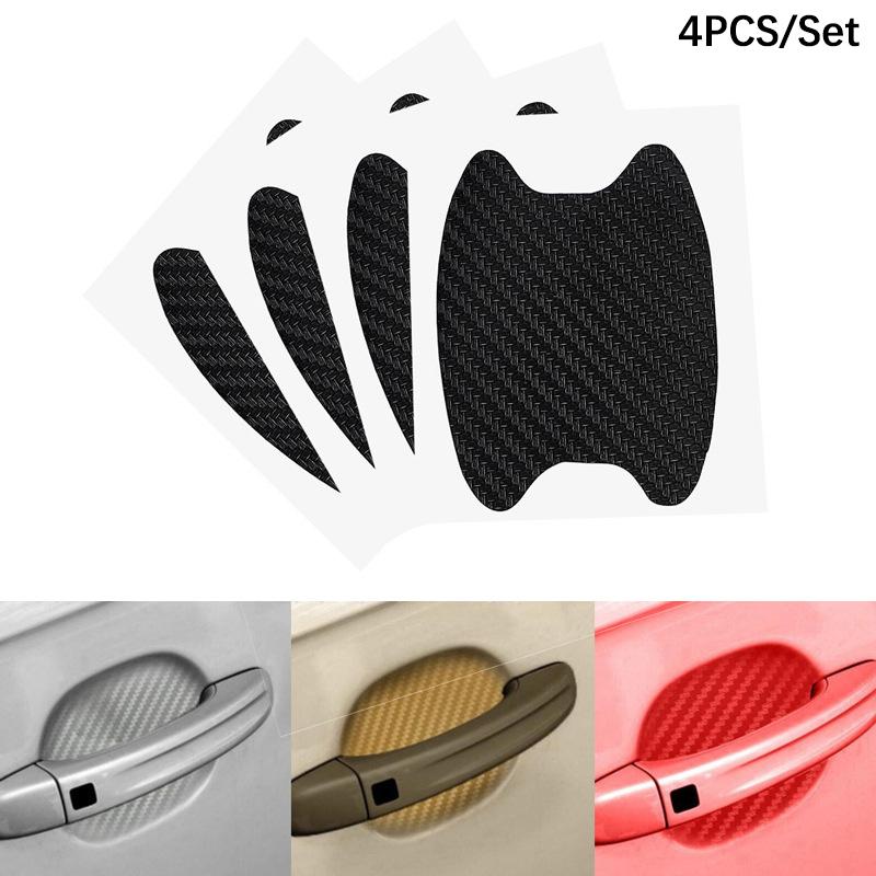 4Pcs/Set Car Door Sticker Carbon Fiber Scratches Resistant Cover Auto Handle Protection Film Exterior Styling Car Accessories