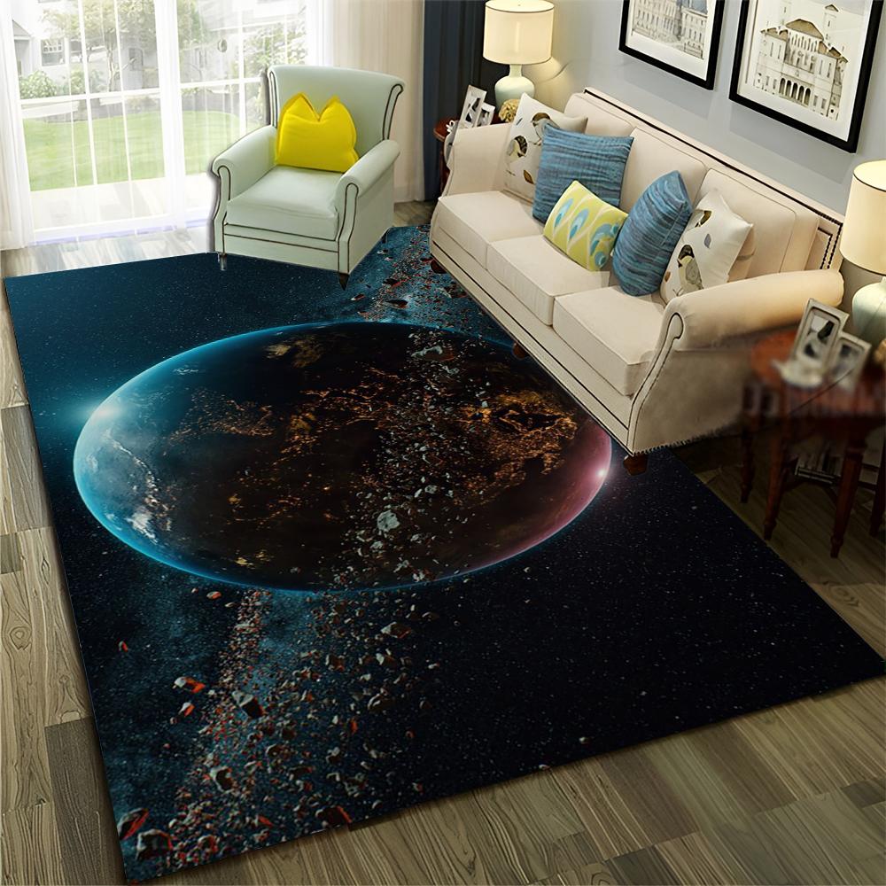 3D Univers Weltraum Galaxie Planet Stern Teppich Teppich für Zuhause Wohnzimmer Schlafzimmer Sofa Fußmatte Dekor,Kinderbereich Teppich Rutschfeste Bodenmatte