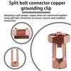 Split Bolt Connector High Strength Copper Grounding Clamps for Completing Ground Bonding to Bare Wires TJ-16 (6 PCS)