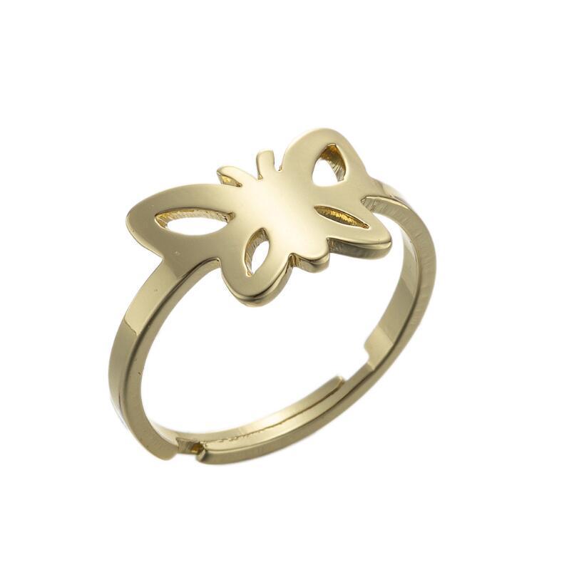 Korean Stainless Steel Moon Cat & Reindeer Butterfly Ring for Christmas