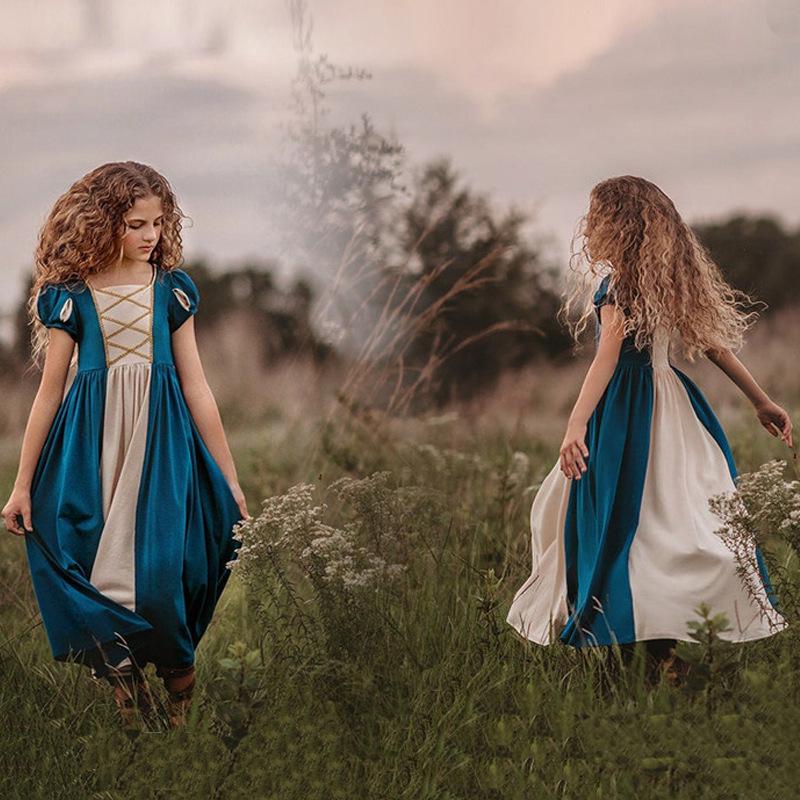 European and American Princess Style Knitted Belle & Cinderella Dress for Girls - Snow White Theme