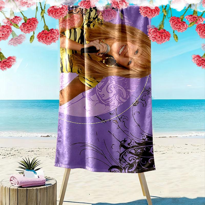 Miley Stewart Print Beach Towel, Large Soft Quick Dry Towel for Beach Camping Swimming