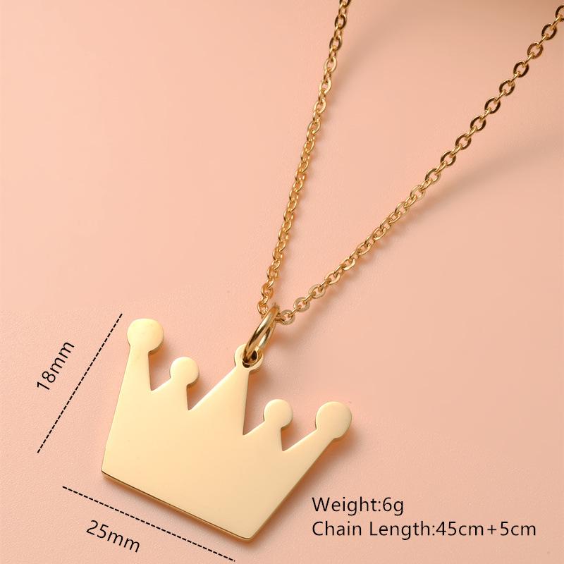 Stylish And Personalized Stainless Steel Crown Pendant Necklace, Simple And Versatile Temperament Collarbone Chain
