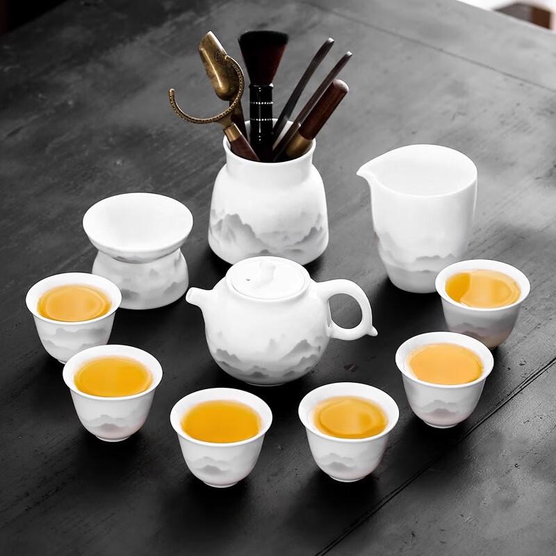 Laino Mutton-Fat Jade Porcelain Ink Wash Tea Set