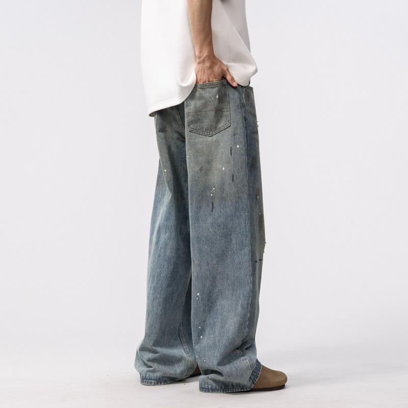 Frühlingsjeans Amerikanische High Street Retro Alte Lockere Gerade Hose