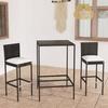 Garden Bar Set - vidaXL - Black Woven Resin - 2 People - Contemporary