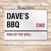 Customized BBQ Sign King of The Grill Street Style Tin Sign Metal Plaque for Bar Outdoor Kitchen Wall Decor Father Day Birthday Gift