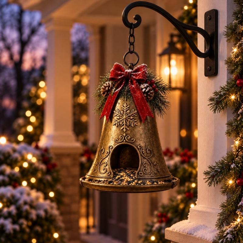 Wild Bird Feeding Display with Christmas Character, Hanging Outdoor Food Station for Garden, Yard, and Porch Use