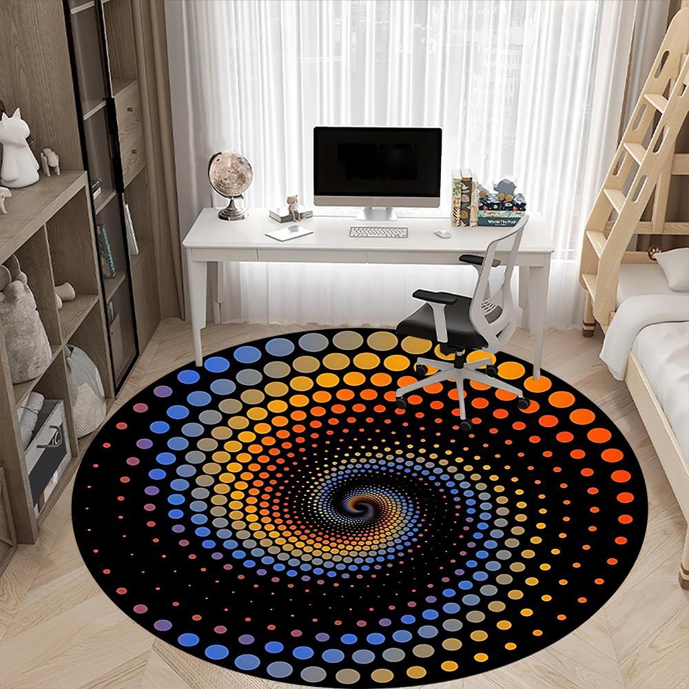1pc Spiral Dots Pattern Carpet for Office Non Slip, Round Carpet, Soft & Comfortable, Carpet for Office, Lightweight Round Floor Mat