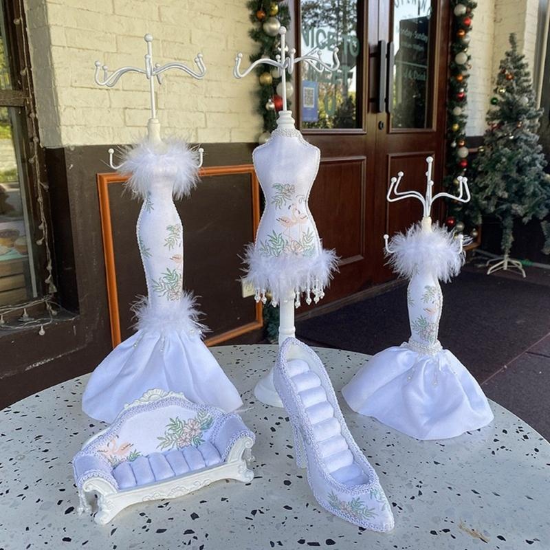 Set of 5 Jewelry Rack Dress High-heeled Shoes Model Earring Necklace Jewelry Holder Organizers Jewelry Display Stand