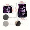 4pcs Purple And White Non-Slip All-Weather Butterfly Car Floor Mats For Front And Rear Seats - Stylish Auto Interior Decoration