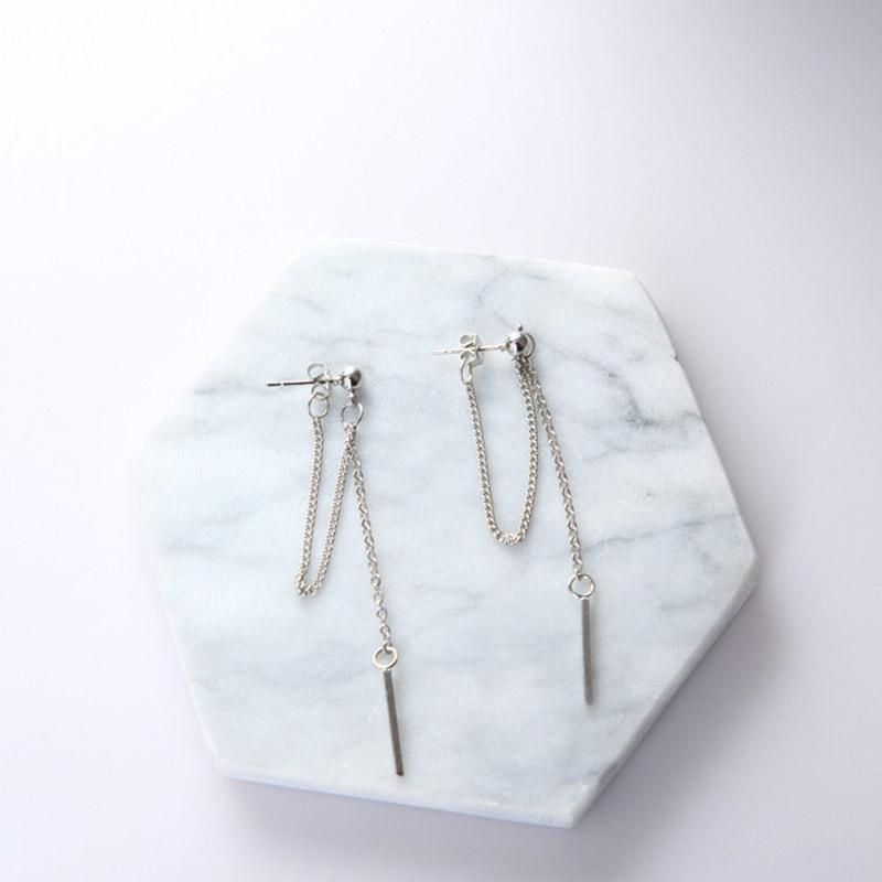 Korean Jewelry Women Long Tassel Drop Earrings Chain Metal Texture Dangle Brincos Statement Earrings Bijoux Gift EB126