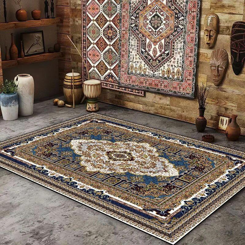 Ретро Персидский Американский Ковер Большая Площадь Украшение Гостиной Дом Этнический Стиль Коврик для Спальни Гардеробная Холл Мягкий Коврик Моющийся 60*90cm