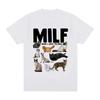 MILF Man I Love Felines Fun Meme T-shirt with Cat Enthusiast Pattern Casual Fashion Trend Comfortable and Loose T-shirt