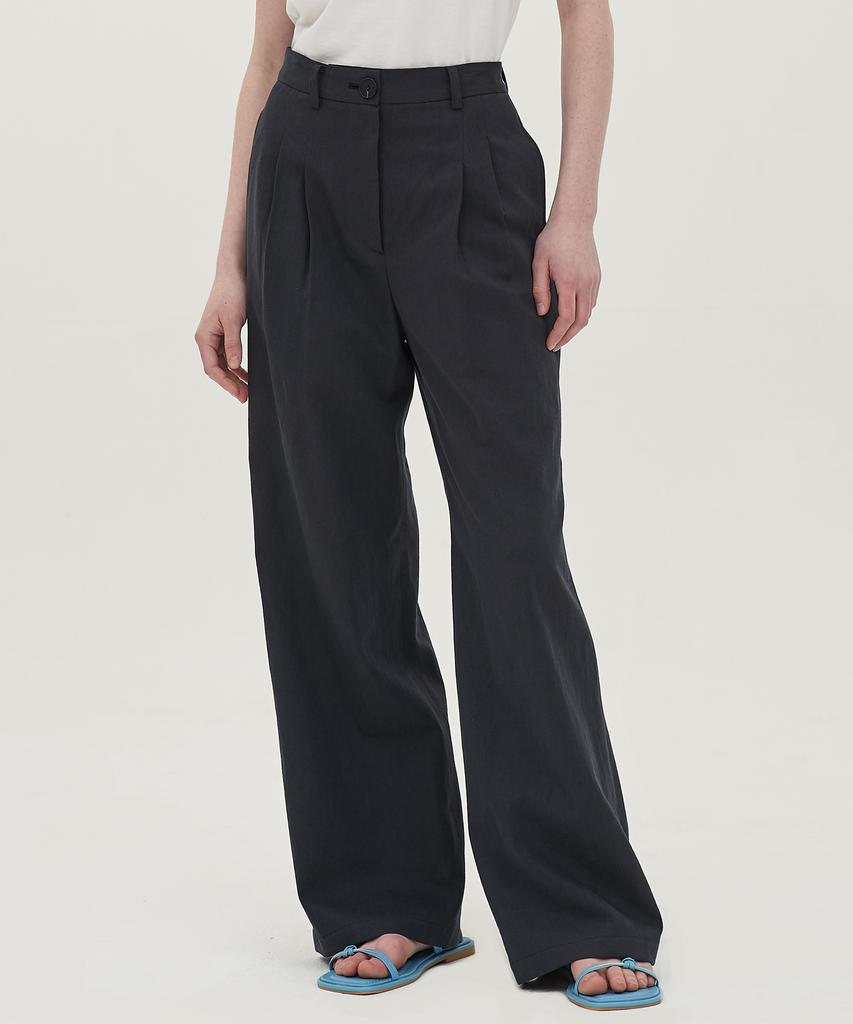 JUN BY JUN K Classic Linen Pants_Navy