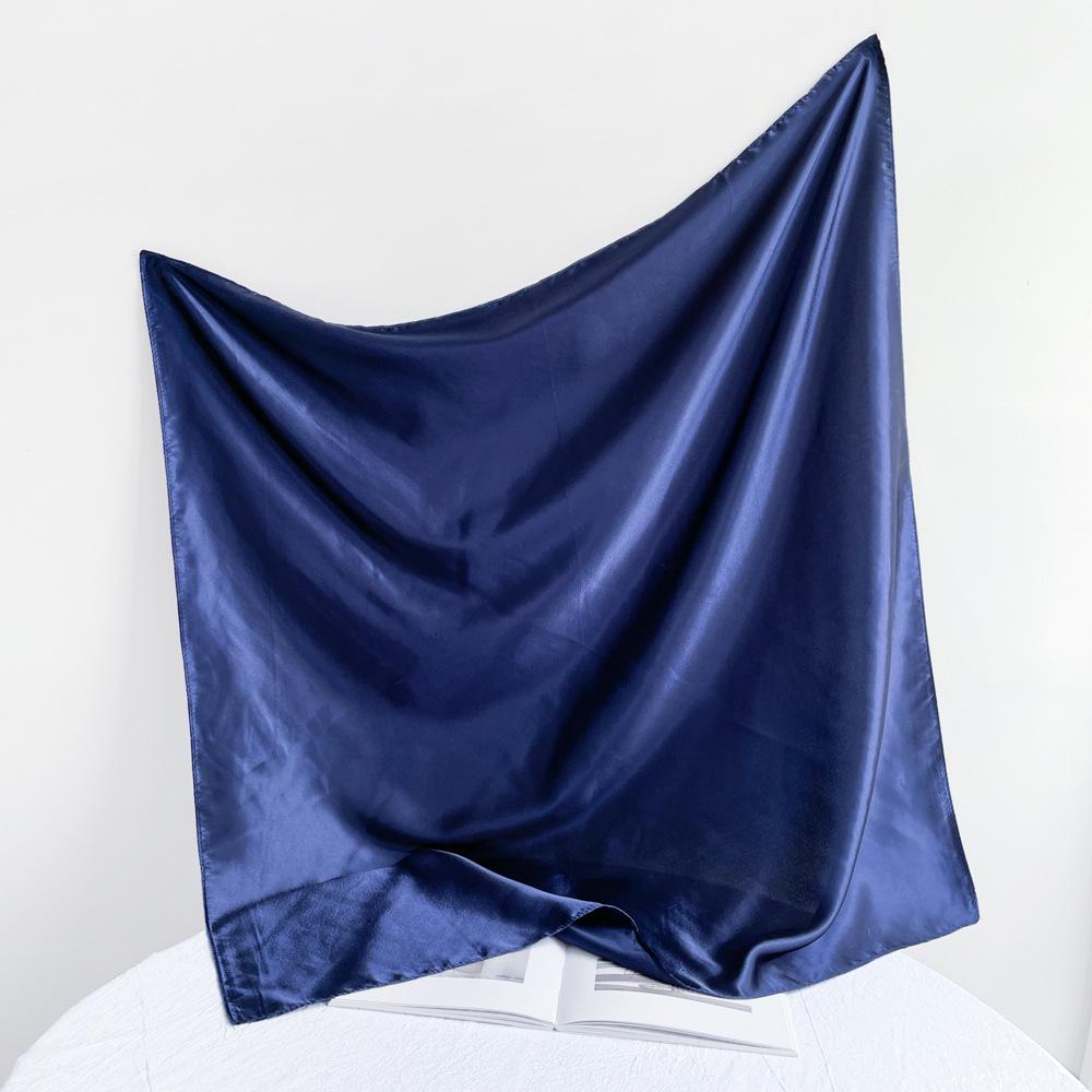 Fashionable New Versatile Headscarf Large Square Scarf Solid Color Scarf Women'S Simulated Silk Satin Scarf