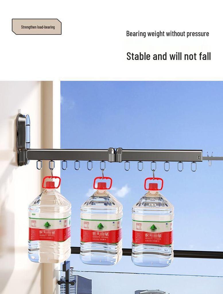 Suction Cup Folding Clothes Drying Rack - Retractable Indoor Hanger & Balcony Bay Window Drying Solution