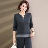 Elegant Mid-Aged Women's Autumn Knit Two-Piece Set