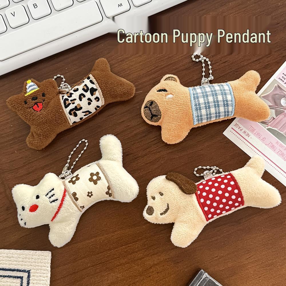 Cute Puppy Plush Keychain Ornament - Cartoon Figure Decoration for Bags or Gifts