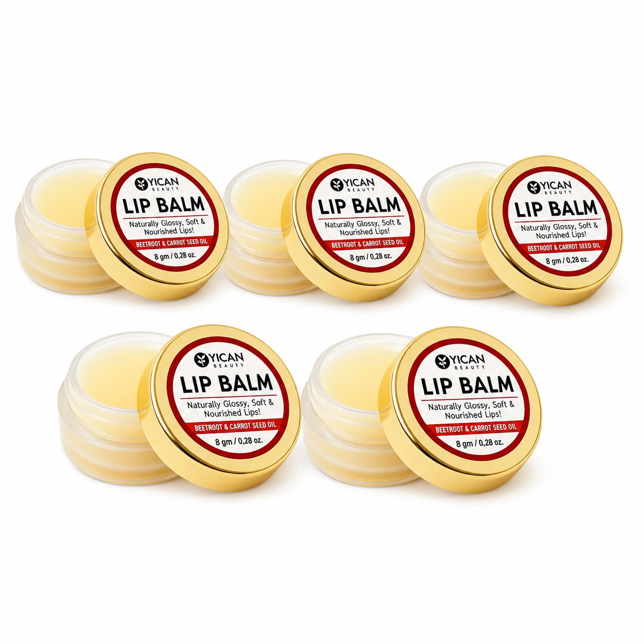 Yican Beauty Lip Care Balm 8g Pack of 5 | Moisturizing Lip Balm for Dry Lips | Daily Care for Soft Healthy Looking Lips 8 g X 5 Pack розовый
