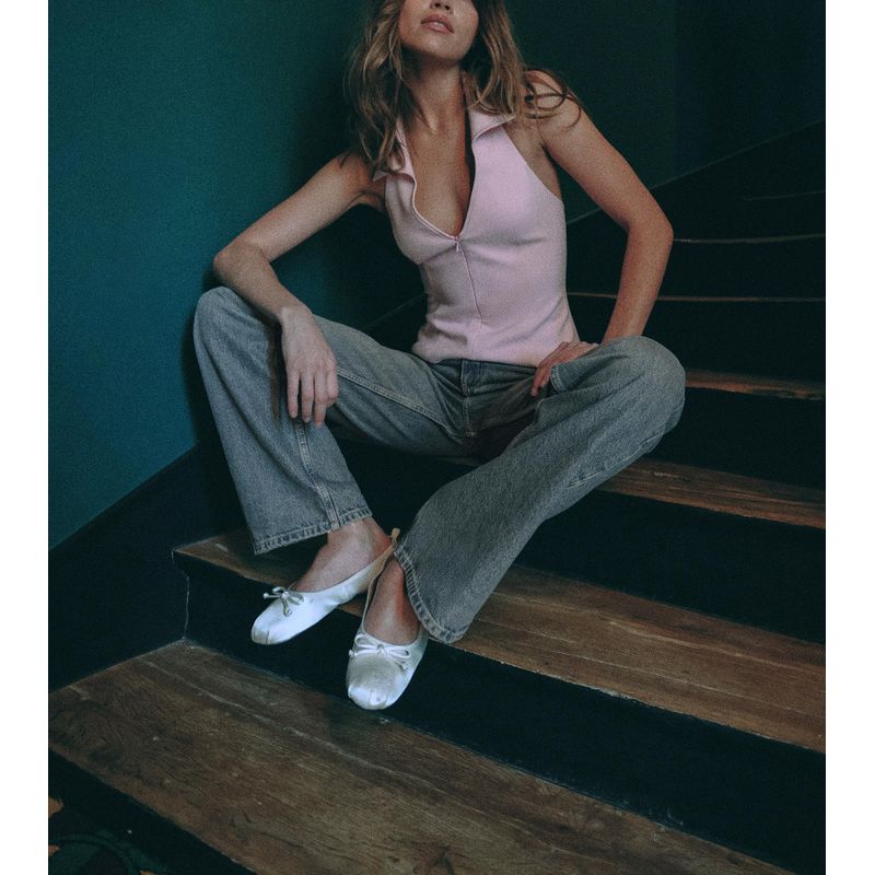 Spring New American Style Sweet and Spicy Style Backless Slim Fit Slimming Shirts Style Neck Collar Top 2796777