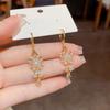 Copper-plated Real Gold Summer New Exquisite Fashion Super Flash Micro-inlaid Zircon Flower Fringed Ear Buckle Personalized Exaggerated Earrings