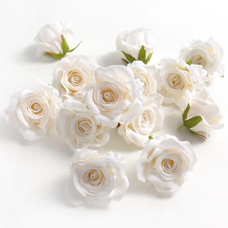 5/10pcs Silk Rose Artificial Flower Head Scrapbooking Home Wedding Wall Decoration Christmas DIY Wreath Candy Box Cake Decor