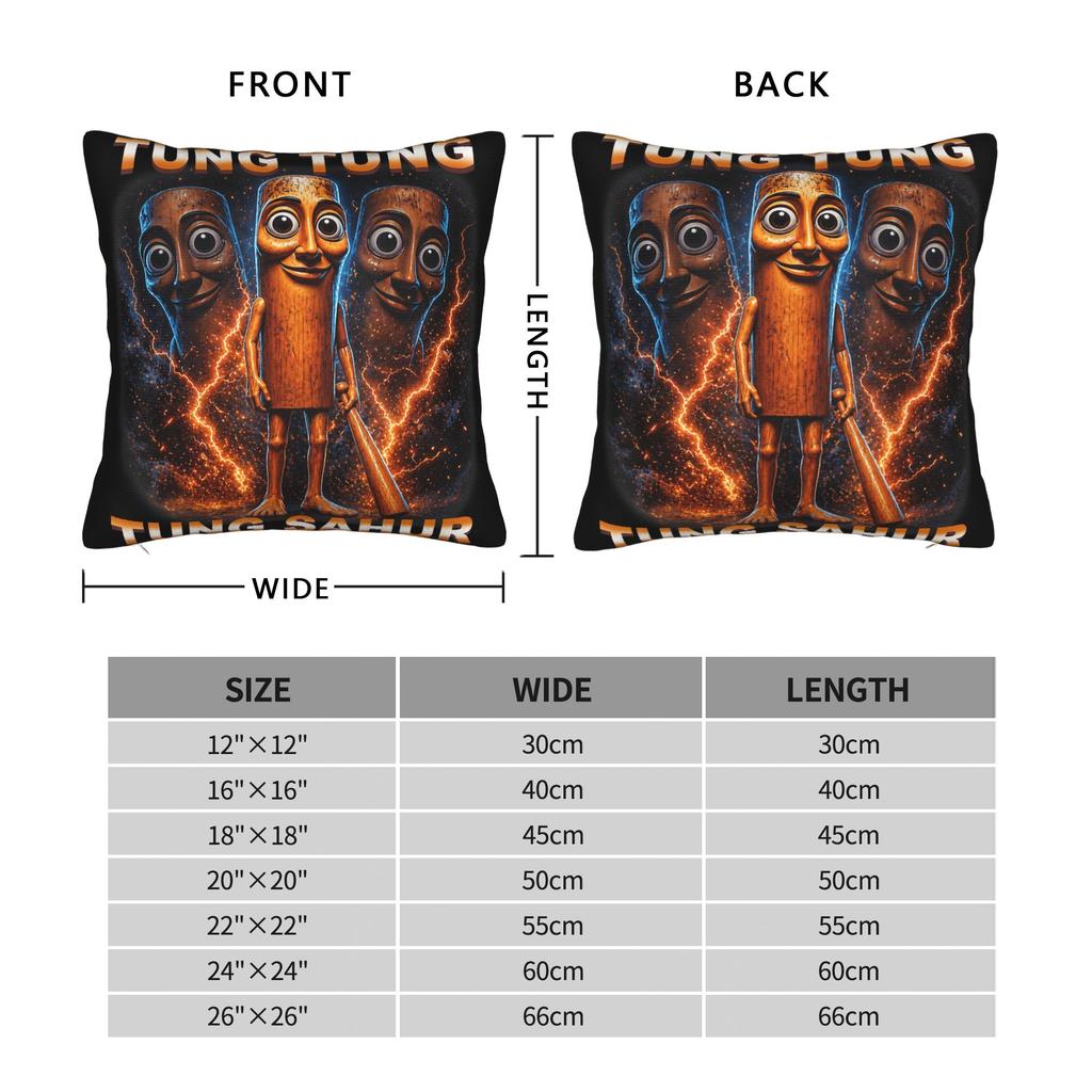 Pillow Case Tung Tung Tung Sahur Is Calling Fun Italian Brainrot Pillow Cover For Sofa Couch Bed Living Room Trendy Pillowcases