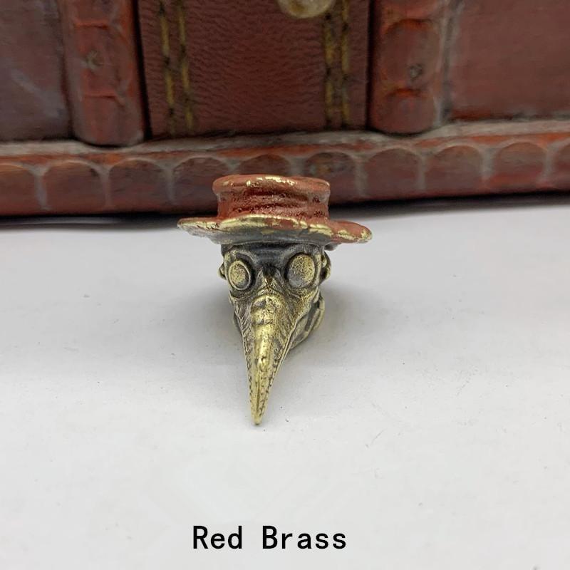 Vintage Brass Plague Doctor Crow Knife Pendant Necklace with Paracord Rope