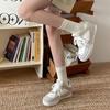 Fashion Women's White Sneakers Spring Autumn Fashion Cross Tied Outdoor Non Slip Flats Comfortable Height Increase Vintage Casual Shoes