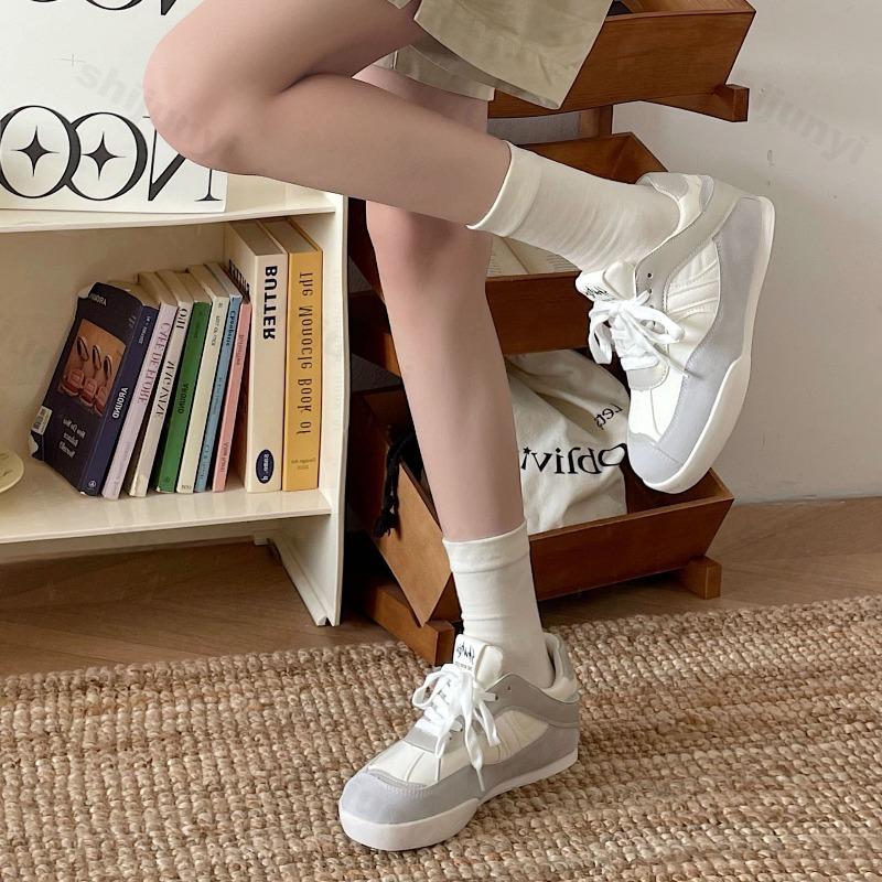 Fashion Women's White Sneakers Spring Autumn Fashion Cross Tied Outdoor Non Slip Flats Comfortable Height Increase Vintage Casual Shoes