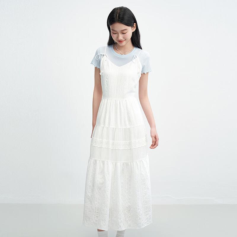 LEDING Lace Strap Pearl Jacquard Cami Dress