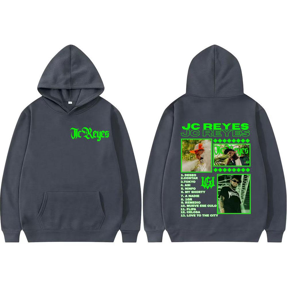 Rapper Jc Reyes Album Tour 2025 Mikiny s oboustranným potiskem Pánská móda Vintage Hip Hopová mikina Dlouhý rukáv Nadrozměrná mikina