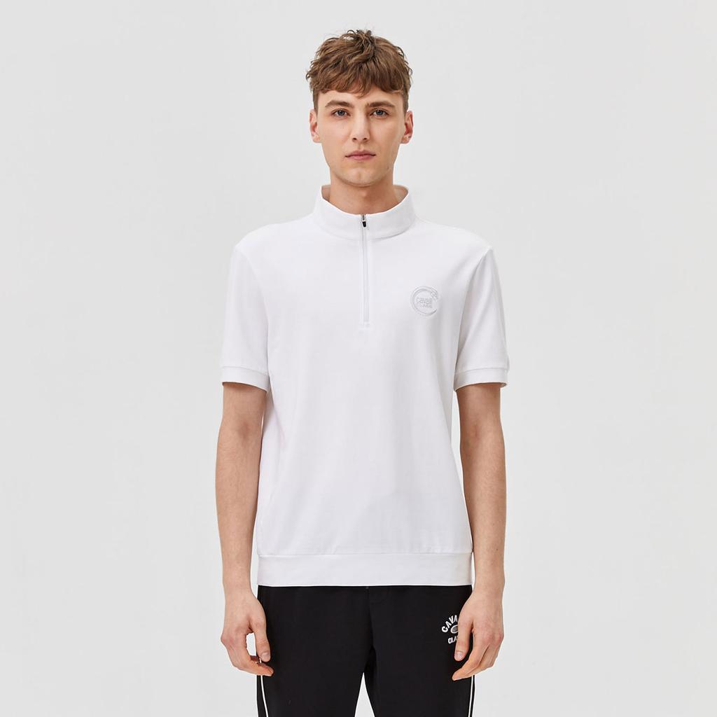 Men's Spring/Summer LOGO Zipper Stand-Up Collar Short-Sleeved T-Shirt