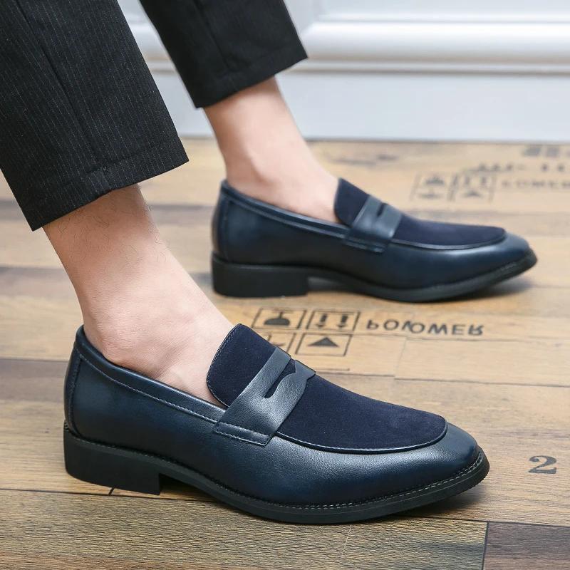 Leather casual shoes Men slip-on pointed loafers suede shoes for men luxury designer shoes