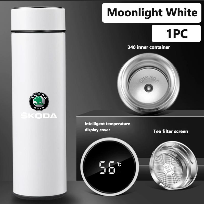 ICPG4 For Skoda Smart Thermo Mug Filter Coffee Drink Flask Temperature Display Cup Kamiq MK3 Roomster Rapid Kodiaq Karoq Fabia Enyaq