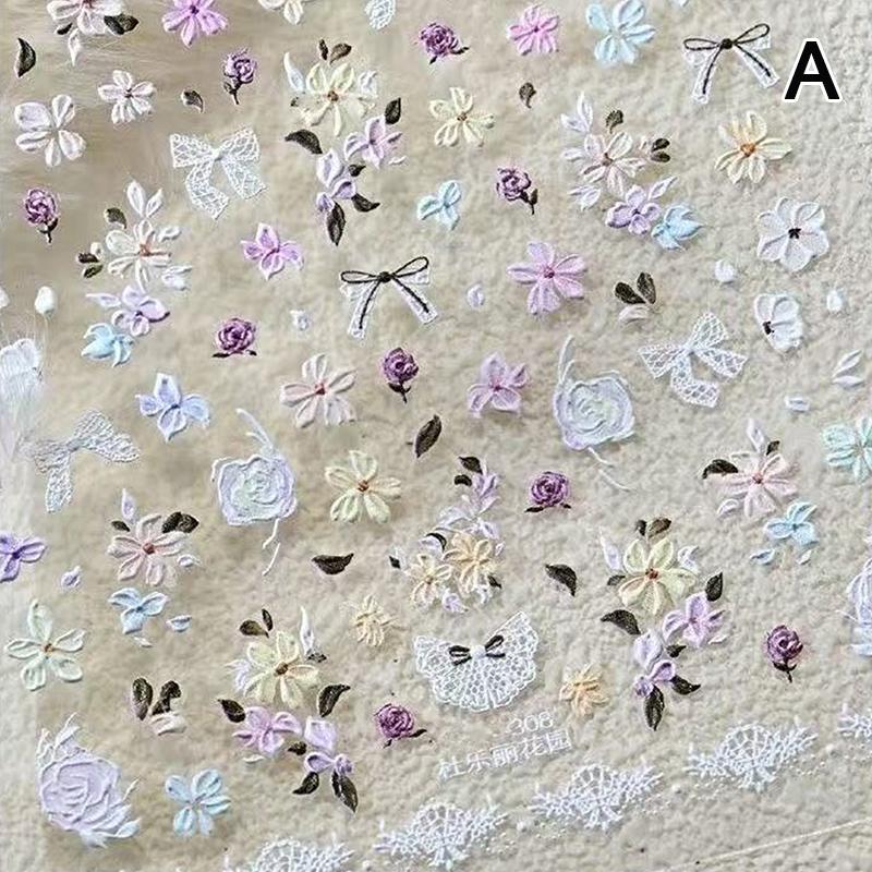 

1 шт. 5D рельефные наклейки для ногтей с цветами, лепестки, шармы для ногтей, художественное украшение, самоклеящаяся наклейка, аксессуары для нейл-арта as the picture