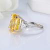 S925 Silver Radiant Cut 12 Carat Yellow High Carbon Diamond Cushion Ring with Simple Elegance