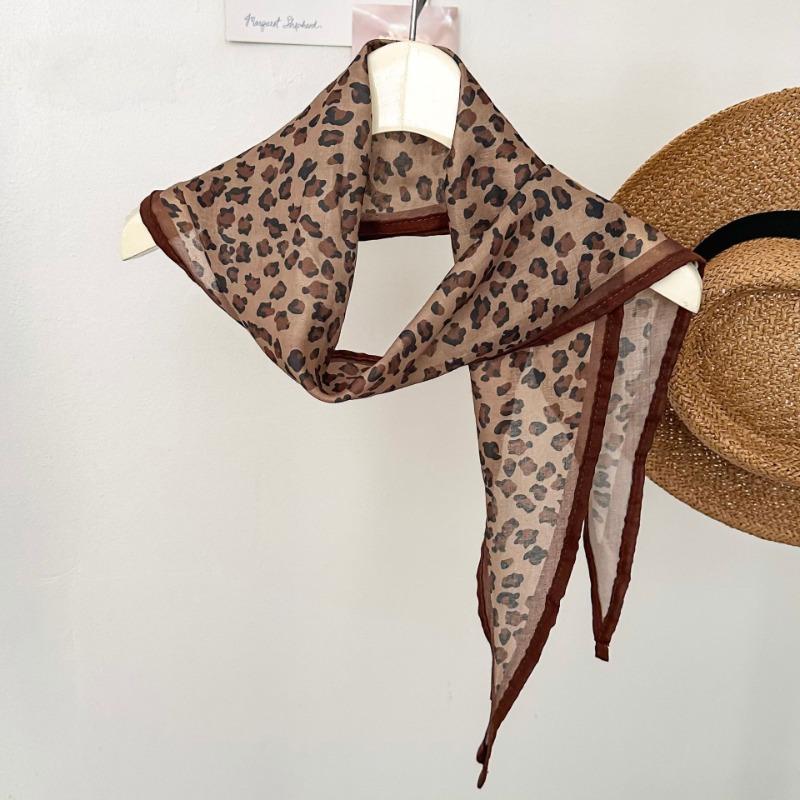 

Silk scarf new fashion bag headscarf small scarf scarf scarf small shawl leopard print triangular scarf tied waist
