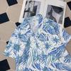 Strapping Rural Plant Floral Print Cuban Collar Short Sleeve Printed Shirt Men's Hawaiian Japanese-Style Retro Hong Kong Style Casual Top