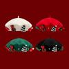 Christmas Beret Hat for Women and Girl, Brimless, Soft Warm Painters Hat, Headwear for Festival, Holiday Photoshoots and Seasonal Party Decoration